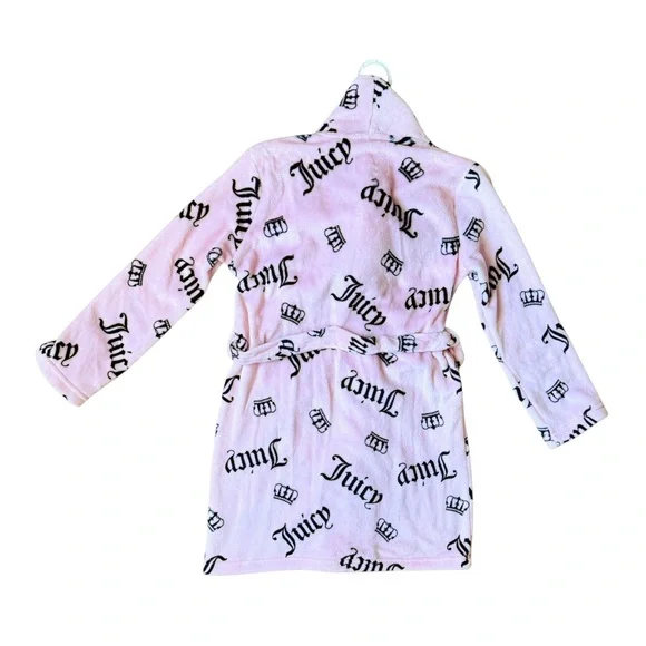 Juicy Couture Girls Pink Fleece Robe + Bow Headband Set • Size M (6–8) • NWT - Picture 4 of 6
